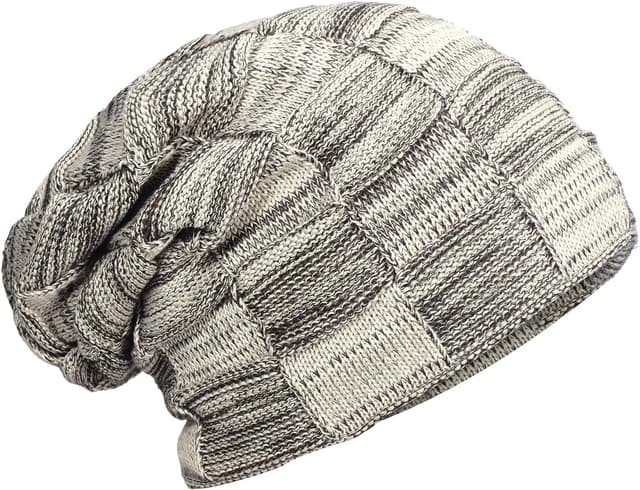 Detalle de DonDon Bonnet Femme d’hiver slouch en laine avec doublure polaire chaude