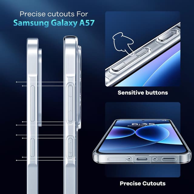 Thumbnail 6 de Caslord Coque pour Samsung Galaxy A57 5G transparent avec 2 verres trempés (TPU anti-jaune)