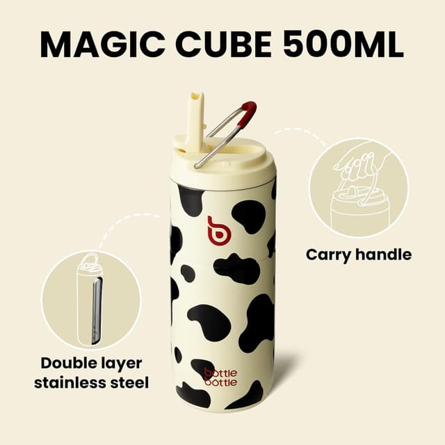 Detalle 1 de BOTTLE BOTTLE Insulated Water Bottle 500ML with Straw and Lid 🥤