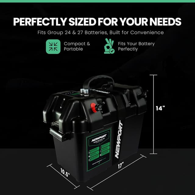 Detalle de Newport Trolling Motor Smart Battery Box Power Center (Medium) with USB and DC Ports