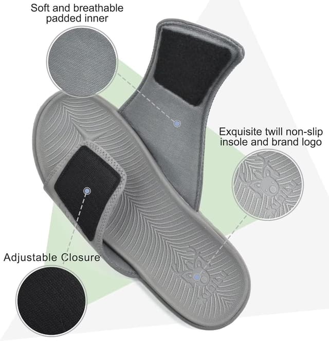 Detalle de KuaiLu men’s soft cushion slide sandals with plantar fasciitis arch support