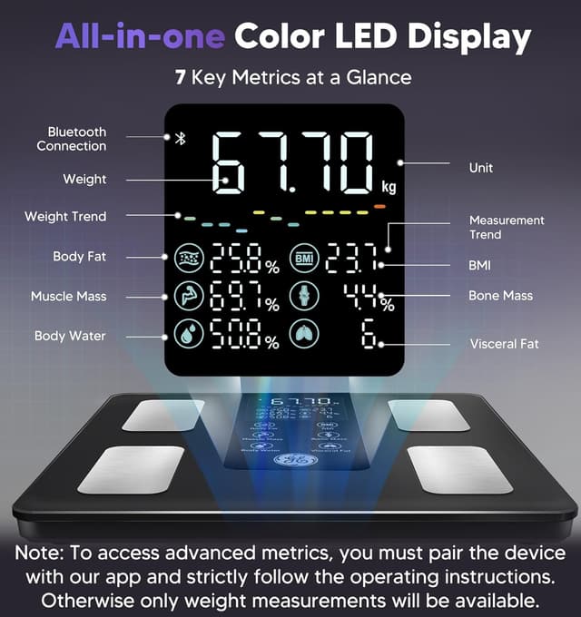 Thumbnail 2 de GE 8‑Electrode Smart Bathroom Scale 180 kg
