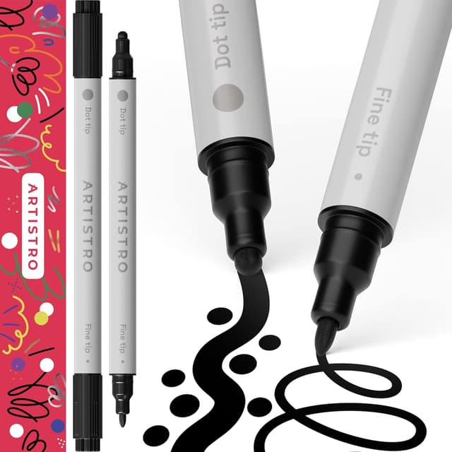 Thumbnail 6 de ARTISTRO Dual Tip Acrylic Paint Pens (Silver) – Fine 1mm + Dot 5mm