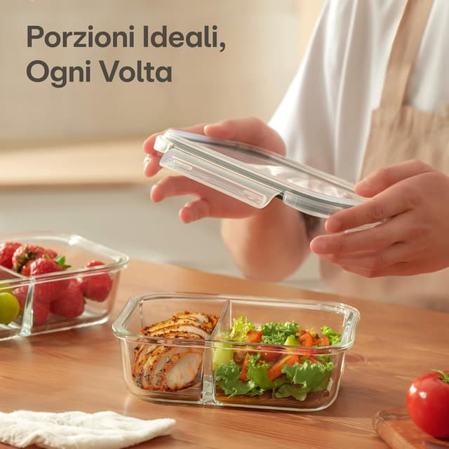 Detalle 2 de Praknu Meal Prep cont3 contenitori in vetro 2 pezzi