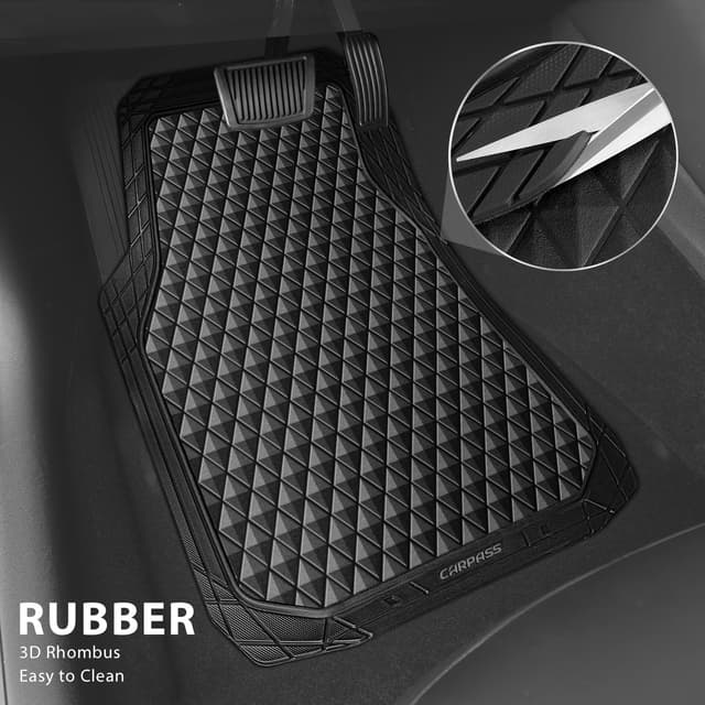 Thumbnail 1 de CAR PASS Black Rubber Car Mats 4-Piece Set
