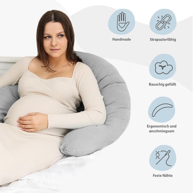 Detalle de Totsy Baby Stillkissen XXL Schwangerschaftskissen 190 cm – Musselin-Bezug, Oeko-Tex