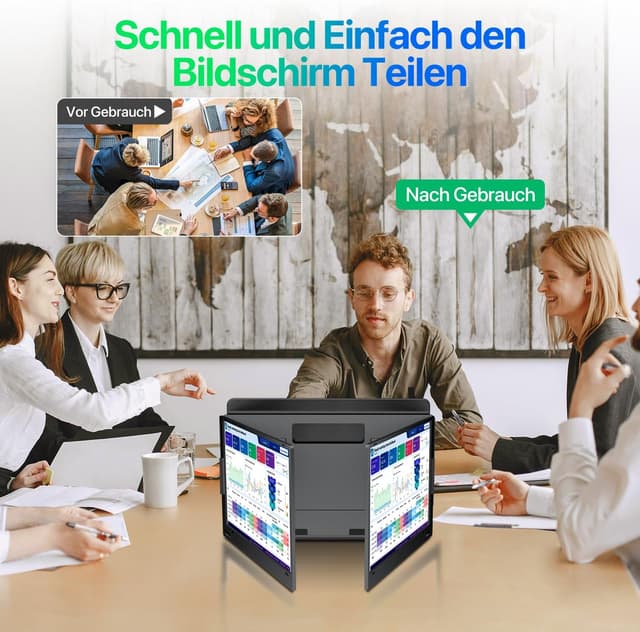 Detalle de KPKUE 15,6" Laptop-Bildschirm-Erweiterung für Triple-Screen-Setups (FHD/IPS) per USB-C oder USB-A