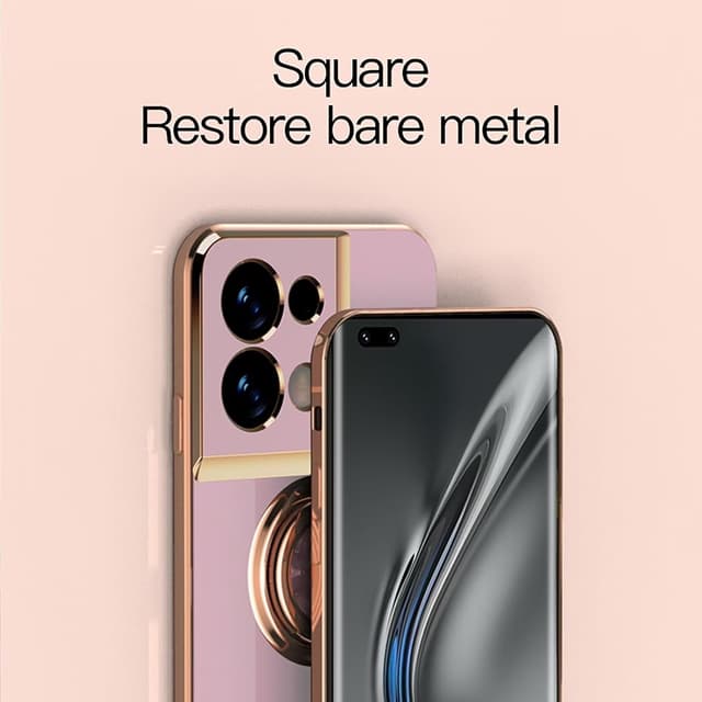 Detalle de Jeelar ESONG Handyhülle für Xiaomi Redmi Note 13 Pro 4G – ultra-dünn, stoßfest (TPU) mit 360°-Ringständer und glänzendem Spiegel-Look