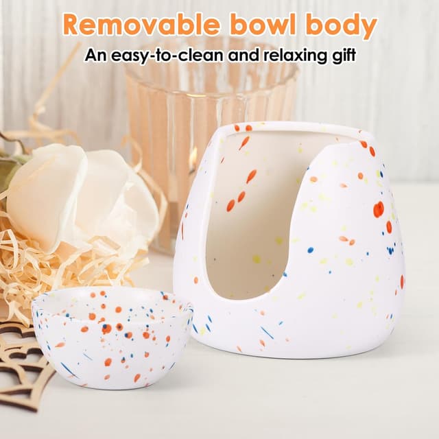 Detalle de Viitech Essential Oil Burner Ceramic Wax Melt Burner with Tealight Holder (Removable Bowl, Colourful)