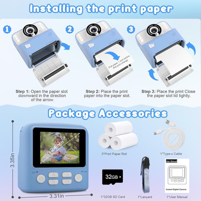 Thumbnail 5 de Amzelas Kids Instant Print Camera 32GB