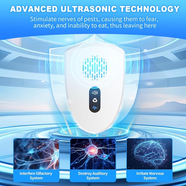 Detalle de Ultrasonic Plug-In Pest Repeller (Updated 2026) — 3 Switch Modes, 6-Pack Indoor Mouse & Insect Deterrent
