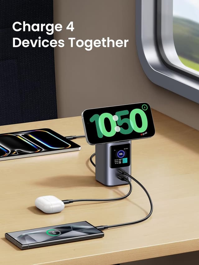 Detalle de UGREEN Nexode Power Bank 20000mAh 145W (Qi2 Certified) with TFT display and 4-way output