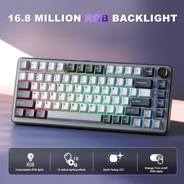 Thumbnail 6 de YUNZII B75 PRO kabellose mechanische Tastatur (75%, BT/2.4G/Type-C) mit Hot Swap und Drehknopf