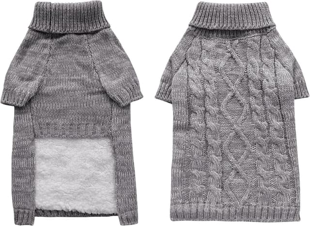 Detalle de CCKUU dog knit jumper vest (soft plush, thick wool feel) – Light Grey, size S