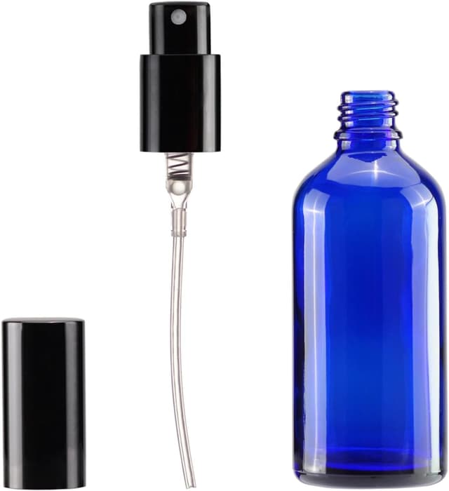 Detalle de YIZHAO set di bottiglie spray in vetro da 100 ml (blu) con spruzzatore e accessori, 9 pz