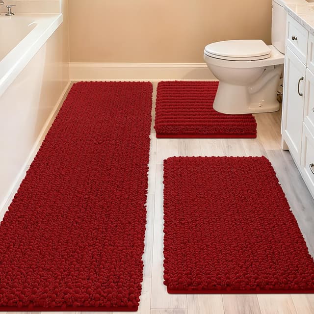 Imagen de ACCUMTEK Upgrade Extra Large Red Bath Rug Set 3-piece en OfertitasTOP