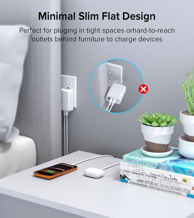 Detalle de 2Pack Flat USB C Wall Charger 40W, 4-Port Fast Charger 🔌