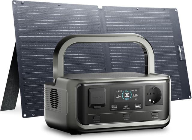 Detalle de ALLPOWERS VOLIX P300 Tragbare Powerstation mit Solarpanel SE100 (256Wh, 300W Sinus) für Camping & Reisen