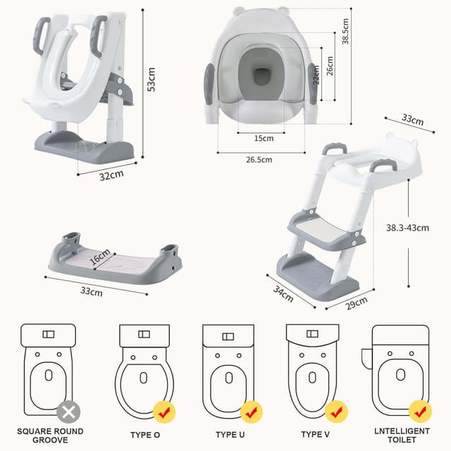 Detalle 2 de Kinder-Toilettensitz mit Treppe, bis 180 Pfund