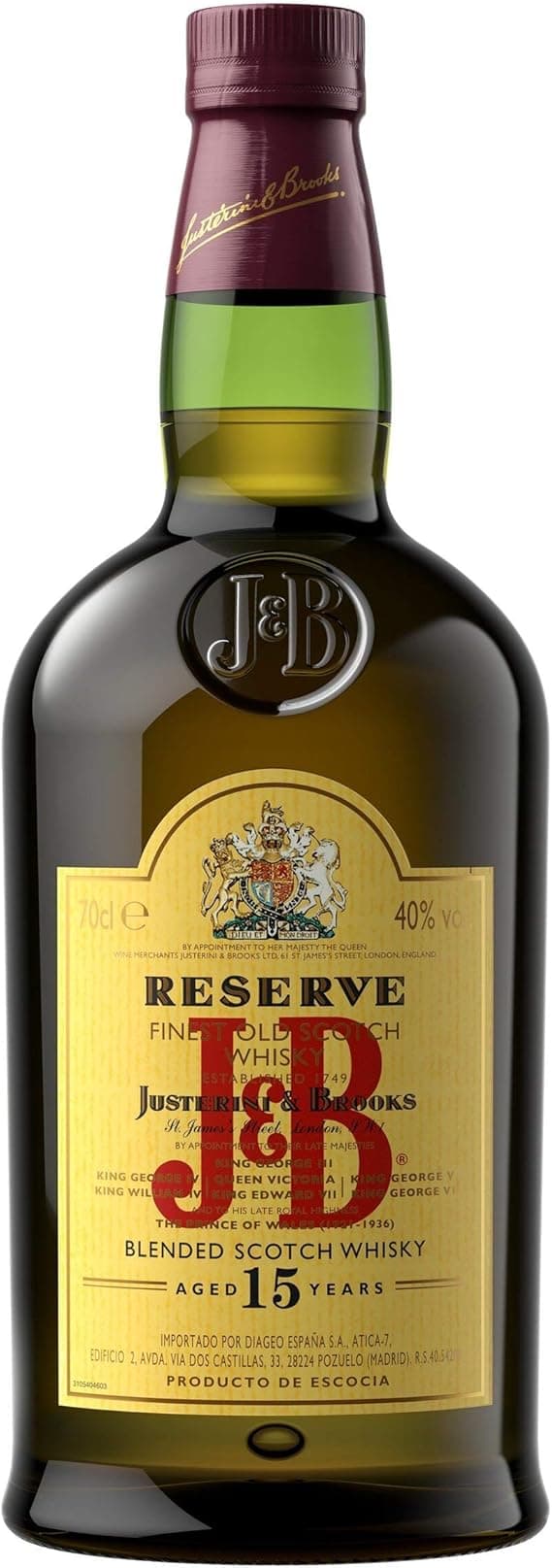 Imagen de J&B Reserve 15 Años 🥃 Whisky Escocés Blended 700 ml en OfertitasTOP