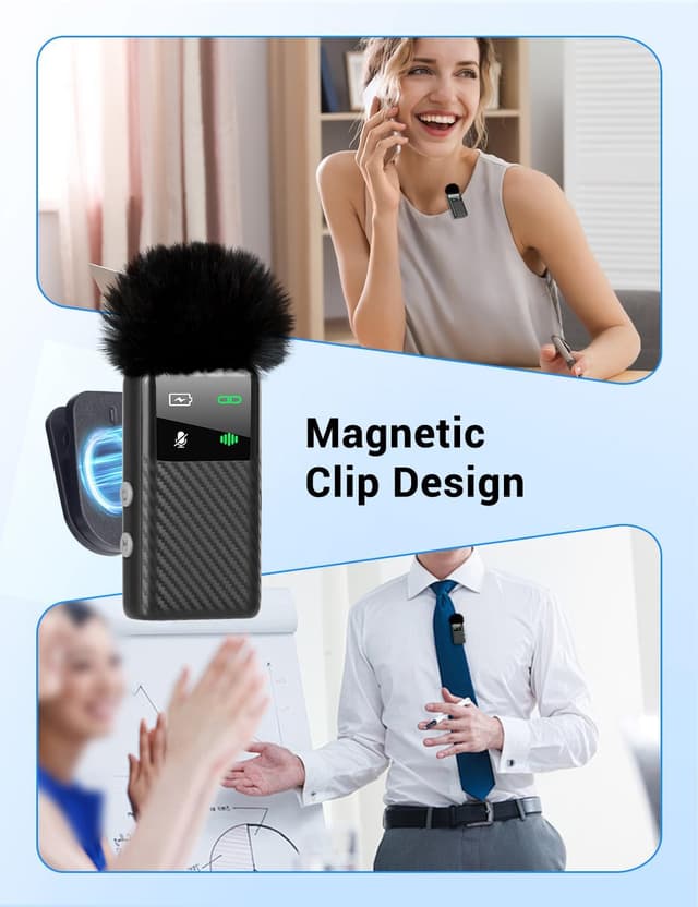 Detalle 2 de Kairiyard kabelloses Handy-Mikrofon (Wireless Lavalier) für iPhone & Android – Plug-Play, bis zu 25 h Laufzeit