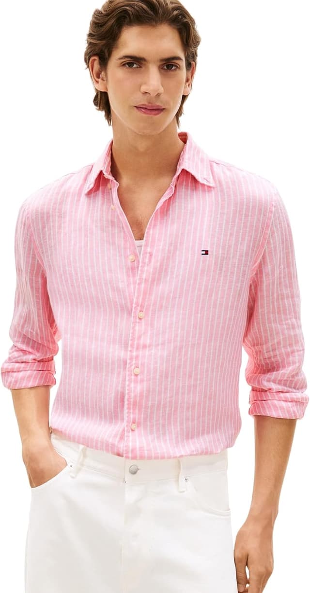 Detalle de Tommy Hilfiger camicia linen a righe da uomo