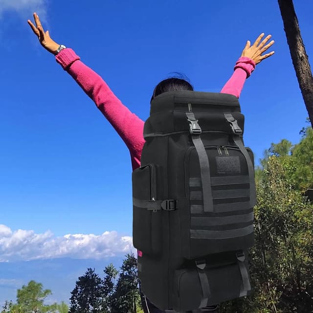 Detalle de Wesoke 80L (100 litres) Camping & Hiking Backpack – waterproof 600D Oxford, Molle tactical rucksack, extra-large outdoor travel daypack