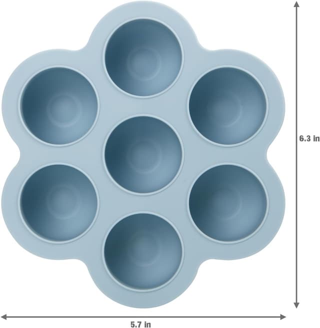 Detalle de PandaEar 3 Pack Silicone Baby Food Freezer Tray with Lids (7 pods, non-stick) – Blue/Green/Carnation