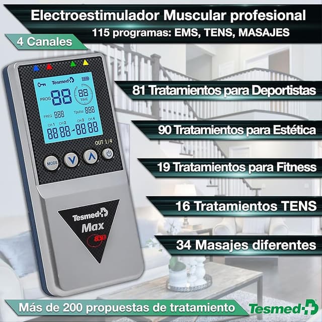 Detalle 2 de TESMED Max 830 Electrostimulación Muscular Profesional 💪