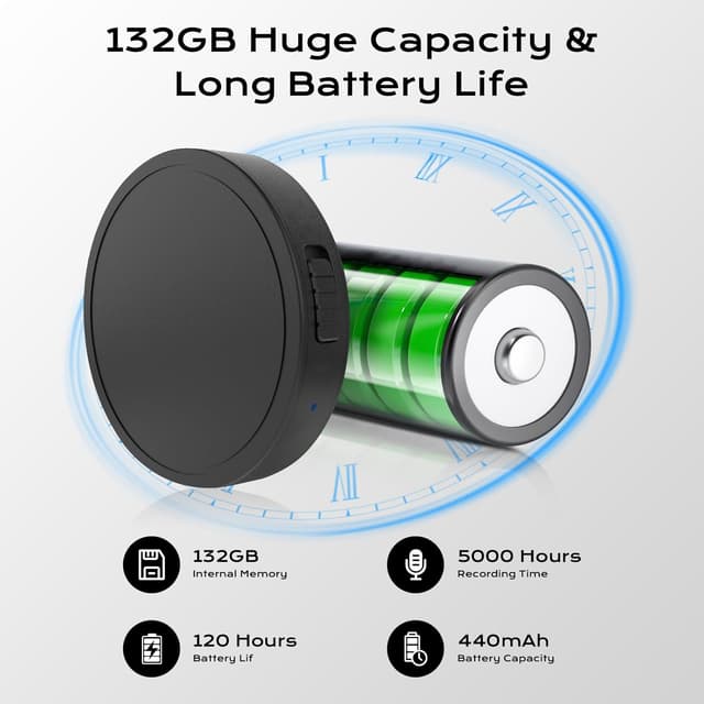 Thumbnail 2 de Elasound 132G Voice Recorder 100H battery life