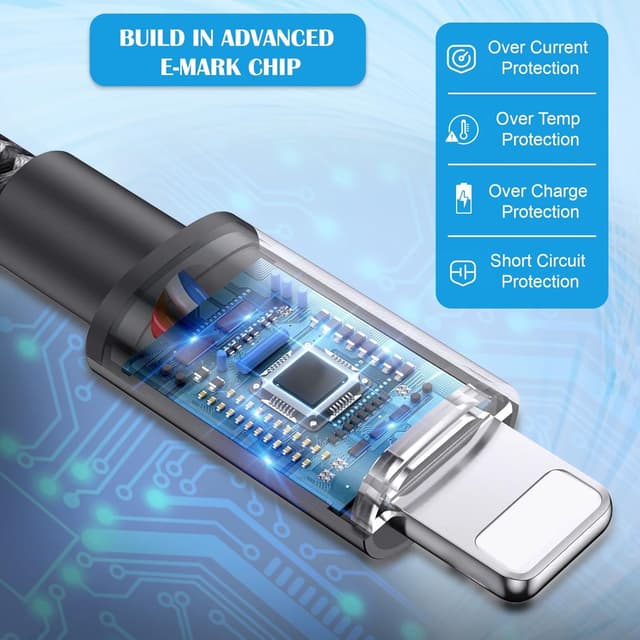 Detalle 2 de TECHTRENCH USB Charger Cable (2m) – Nylon braided Lightning to USB fast charge for iPhone 14/13/12 and more