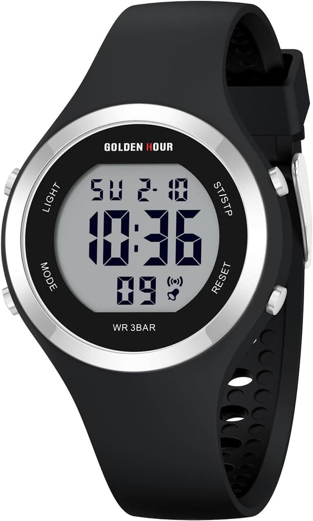 Detalle de GOLDEN HOUR Montre digitale femme étanche 5 ATM chronographe sur bracelet silicone