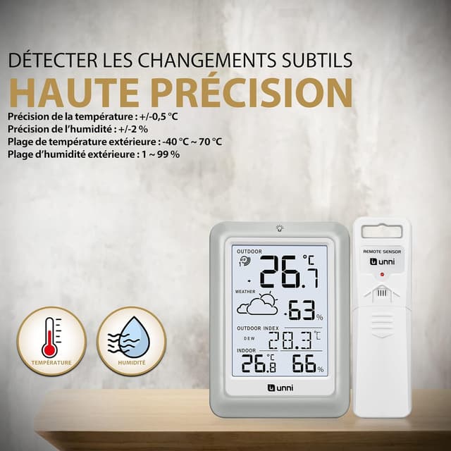 Detalle de Thermomètre hygromètre numérique 100 m
