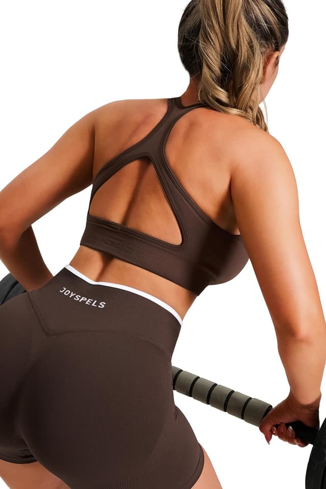 Detalle de JOYSPELS Seamless Women’s Sports Bra (Wide Strap, Wirefree) with Removable Pads