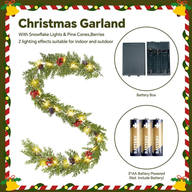 Thumbnail 4 de JDKPK 6FT Cedar Garland Decor with Lights 🎄