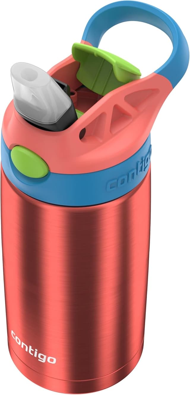 Detalle de Contigo AUTOSPOUT Water Bottle (13 oz) in Coral Blue/Poppy
