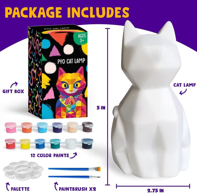 Detalle 2 de Goodyking Paint Your Own Cat Lamp Kit for Kids ๐จ๐ช