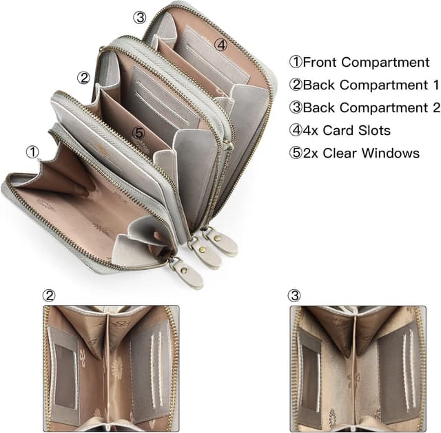 Thumbnail 6 de SENDEFN women’s crossbody phone bag in genuine leather – small multi-compartment purse with adjustable strap