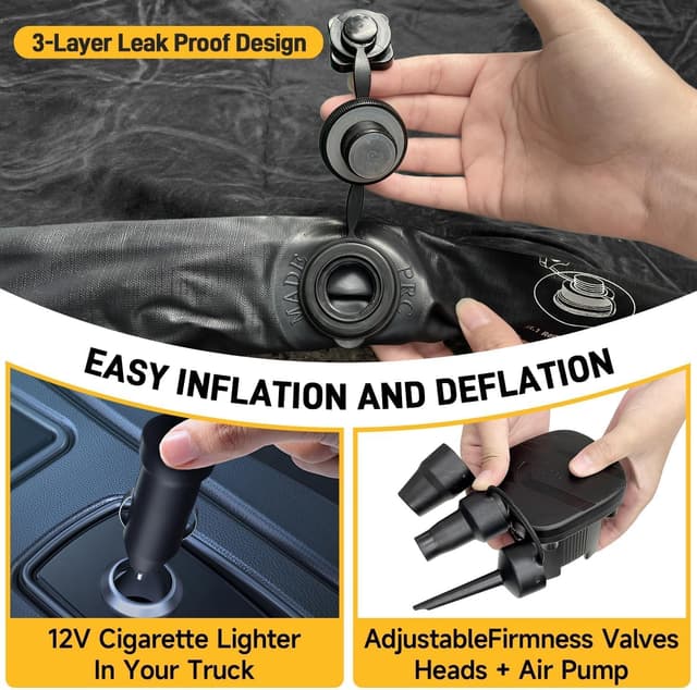 Detalle de Umbrauto Full-Size Short Truck Bed Air Mattress (5.5–5.8 ft) with Pump for Camping