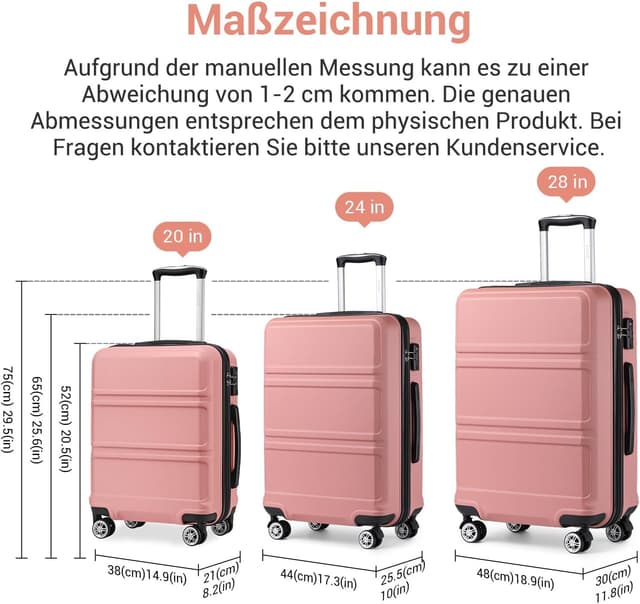 Detalle 2 de KONO Koffer Trolley Reisekoffer mit 4 Rollen