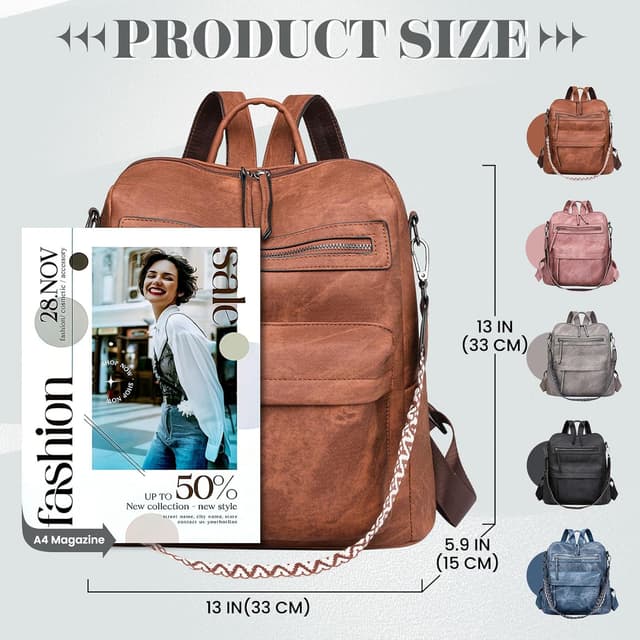 Detalle 2 de Puwuzixi Rucksack für Damen mit Diebstahlschutz