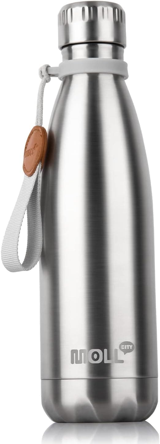 Detalle de Mollcity 17 oz Double-Walled Stainless Steel Water Bottle (Leak-Proof, Insulated, Cola Shape)