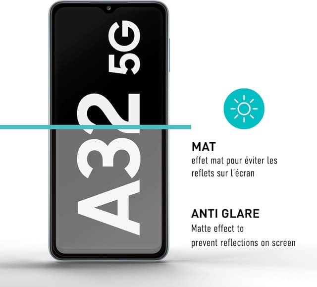 Detalle de Smartect Verre Trempé pour Samsung Galaxy A32 5G (2 pièces) Full Screen mat, anti-rayures 9H