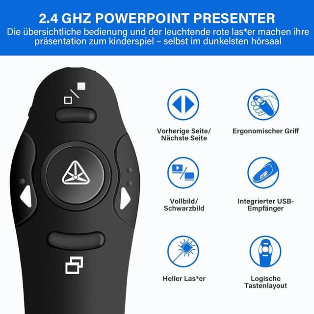 Detalle 2 de ZRZLMVP Presenter mit Pointer 15 m 📡