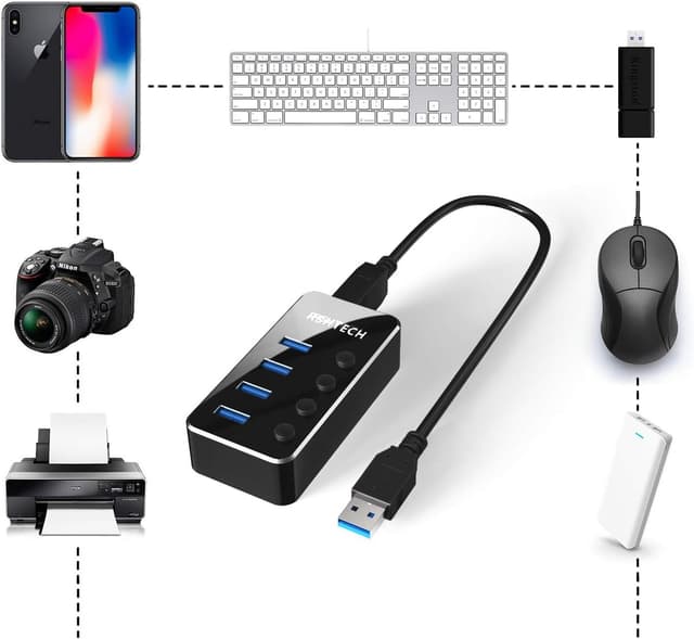 Detalle 2 de RSHTECH USB Hub Aktiv 3.0 4‑Port mit Netzteil