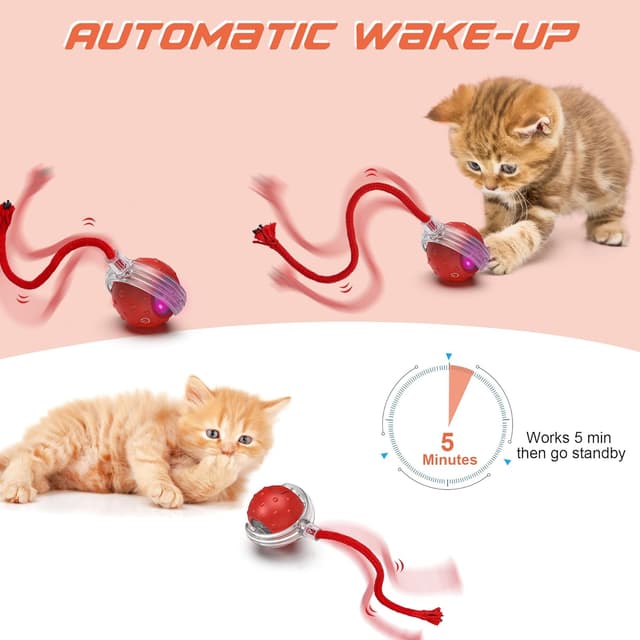 Detalle de IOKHEIRA Interactive Electric Automatic Cat Toy (Red) – rechargeable, irregular moving cat toy