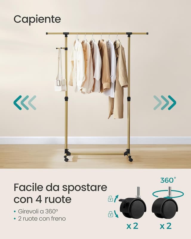 Detalle de SONGMICS LLR001A01 attaccapanni con altezza 97-165 cm