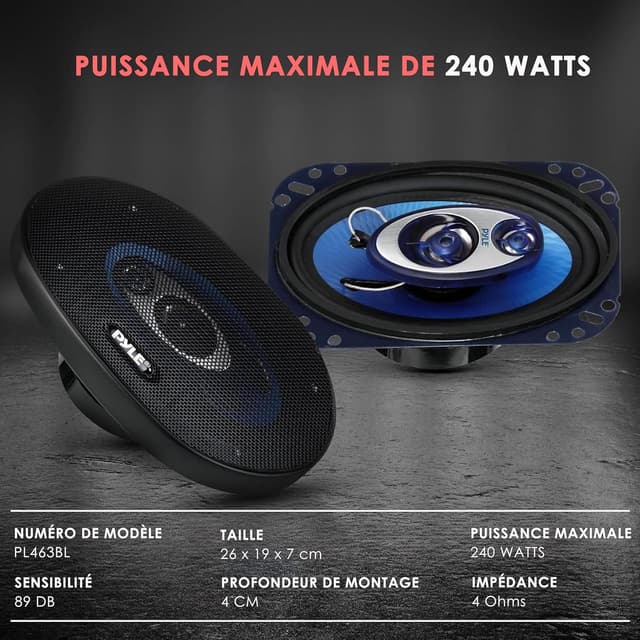 Thumbnail 1 de Pyle Haut Parleur Voiture Tri Axial 10x15 cm