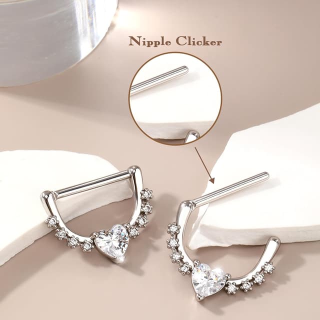 Thumbnail 4 de Melighting piercing capezzolo cuore zirconia 14G 14mm