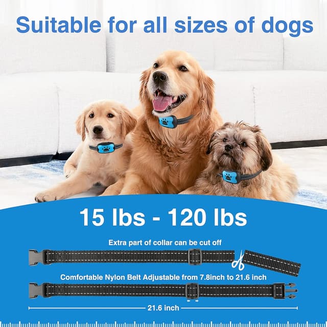 Detalle de MASBRILL Collier Anti-Aboiement 2 modes (son + vibration) – réglable, 7 niveaux de sensibilité